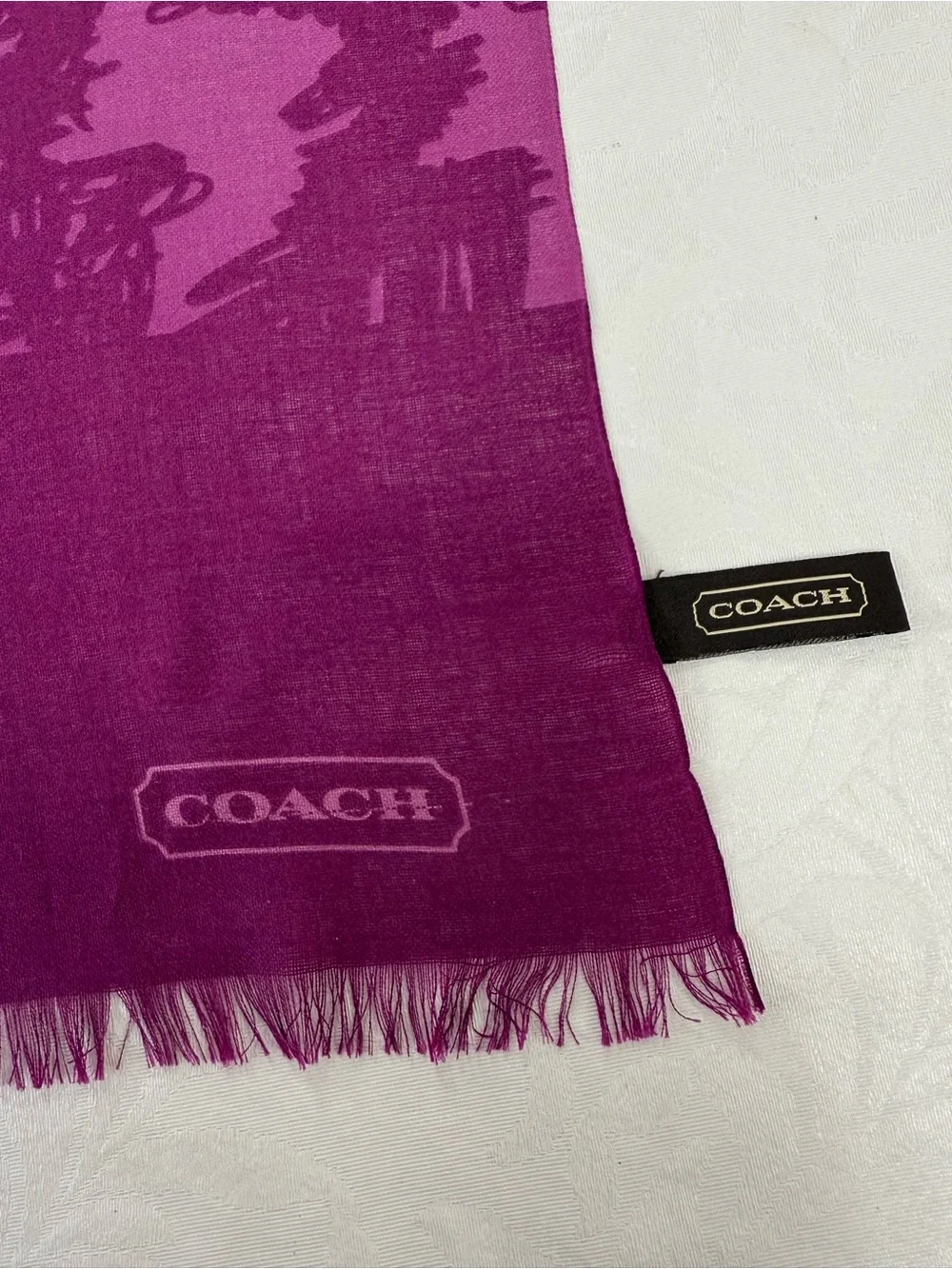 COACH Purple Two-Tone Logo Pattern Scarf